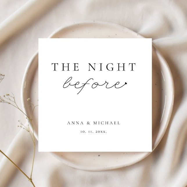 Serviette En Papier La Nuit Avant Le Dîner De Répétition Mariage Moder (the night before custom rehearsal dinner napkins modern elegant minimalist script)