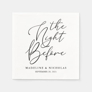 Serviette En Papier La Nuit Avant le Mariage Noir et Blanc Moderne