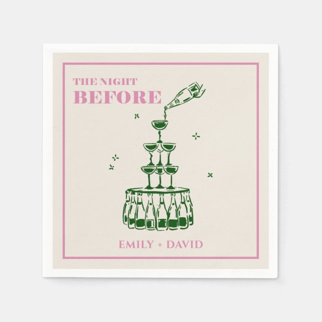 Serviette En Papier La nuit avant les serviettes Mariages (Devant)