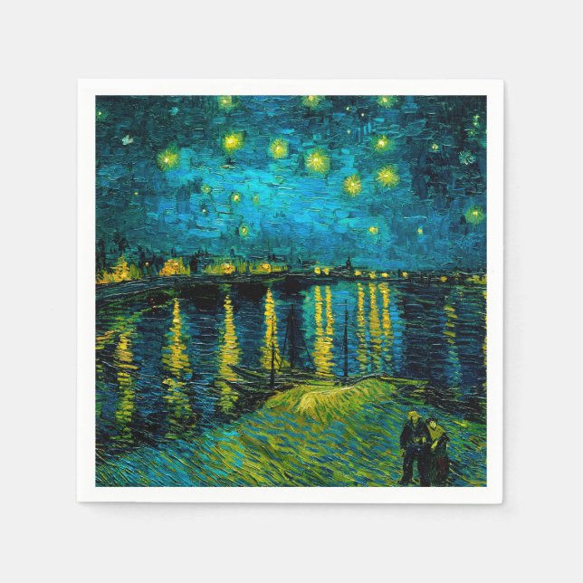 Serviette En Papier La nuit étoilée du Rhône de Van Gogh  (Devant)
