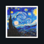Serviette En Papier La nuit étoilée par Vincent Van Gogh<br><div class="desc">Vincent Van Gogh La Nuit Étoile. Il s'agit d'un ancien chef-d'oeuvre du peintre-maître néerlandais Vincent Van Gogh.Cette peinture de paysage d'art raffiné a une belle,  vibrante,  couleur saturée. Vincent Van Gogh était un peintre impressionniste de poste hollandais. Cette image est du domaine public</div>
