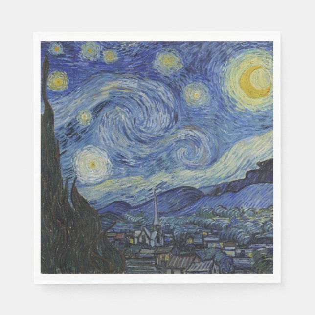 Serviette En Papier La Nuit étoilée (Vincent van Gogh) (Art célèbre) (Devant)
