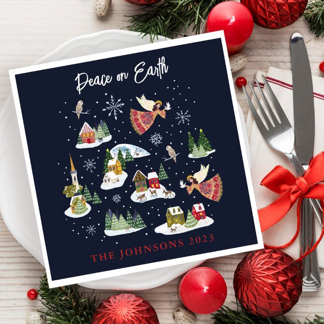 Serviette En Papier La Paix des Anges sur Terre Noël (Angel Peace on Earth Christmas Napkins)