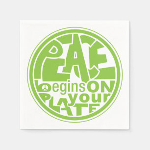 Serviette En Papier La paix végétalienne commence sur votre serviett