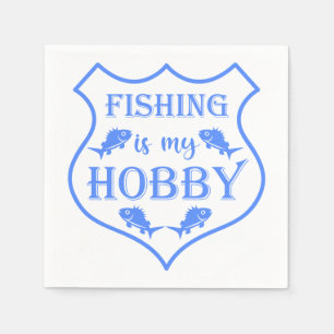 Serviette En Papier La pêche est ma citation de bouclier de hobby sur