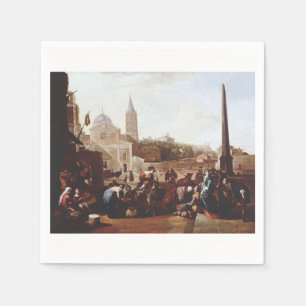 Serviette En Papier La Piazza del Popolo à Rome par Johannes Lingelba