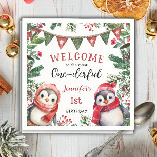Serviette En Papier LA PLUPART Noël de pingouin 1er anniversaire