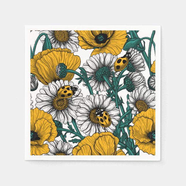 Serviette En Papier La prairie en jaune (Devant)