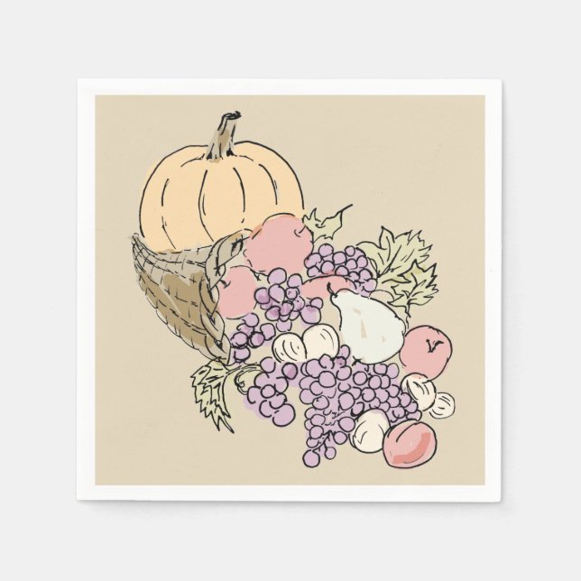 Serviette En Papier La récolte d'automne Thanksgiving Peinture (Devant)
