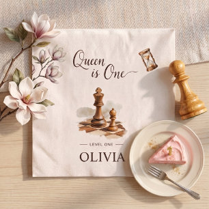 Serviette En Papier La Reine a un an, Fille d'Échiquier Premier Annive