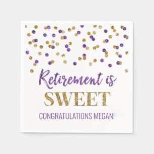 Serviette En Papier La retraite Confetti d'or mauve est douce