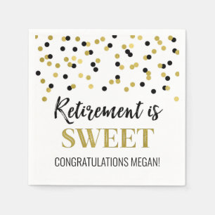 Serviette En Papier La retraite Confetti d'or noir est douce
