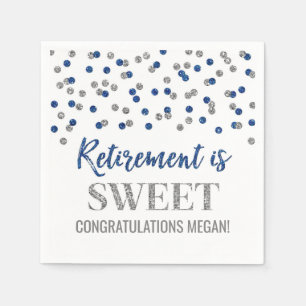 Serviette En Papier La retraite en argent bleu est douce