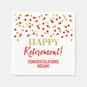 Serviette En Papier La retraite joyeuse de Red Gold Confetti