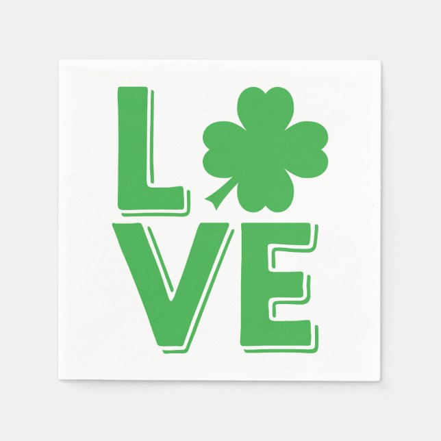 Serviette En Papier La Saint-Patrick Amour Irlandais Trèfle Vert (Devant)