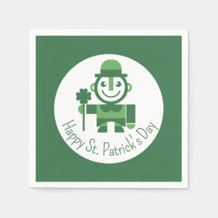 Serviette En Papier La Saint-Patrick avec un lutin chanceux minimalist