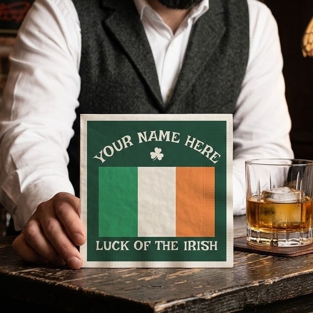 Serviette En Papier La Saint-Patrick Drapeau Irlande Nom Personnalisé  (Créateur téléchargé)