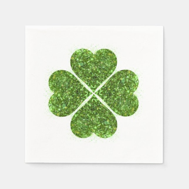 Serviette En Papier la Saint-Patrick, trèfle vert scintillant (Devant)