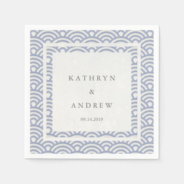 Serviette En Papier La Seigaiha Japonaise Vague Élégante Violet Doux (Devant)