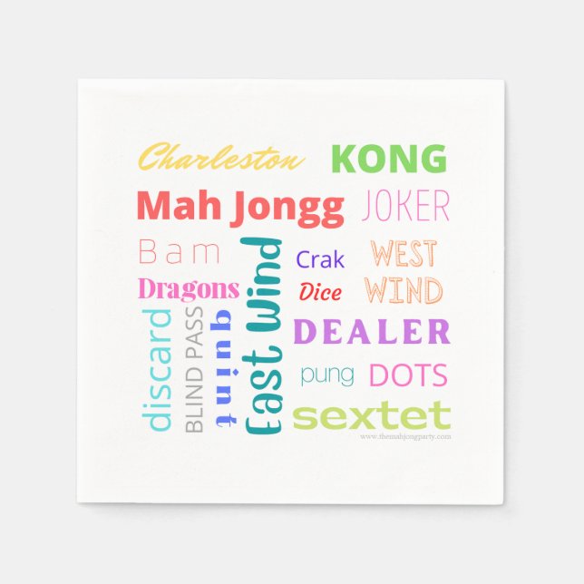 Serviette En Papier La serviette à thème Mahjong avec le Mah Jongg amé (Devant)