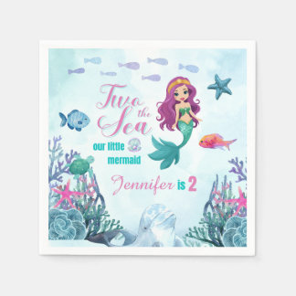 Serviette En Papier La sirène bleue Deux filles de la mer 2e anniversa