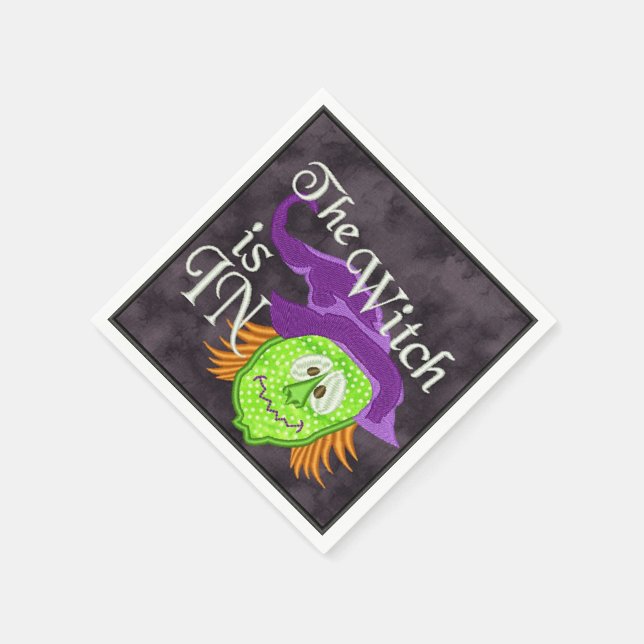 Serviette En Papier "La Sorcière Est Là" Halloween (Coin)