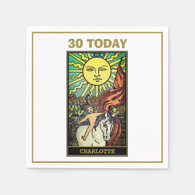 Serviette En Papier La Sun Tarot Card 30e fête blanche (Devant)