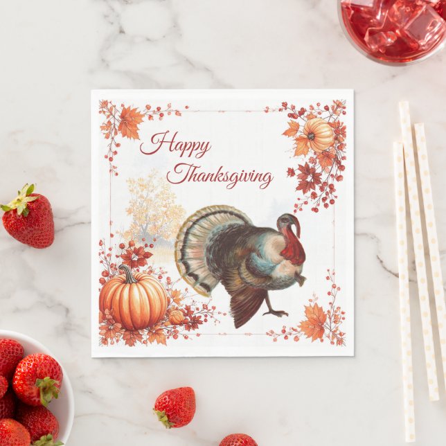 Serviette En Papier La Turquie patriotique Thanksgiving (En situation)