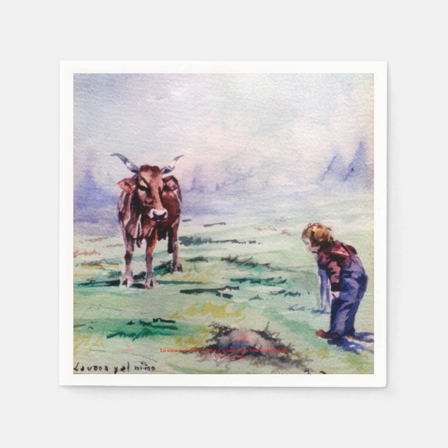 Serviette En Papier La vache et l'enfant/The cow and the je vais (Devant)