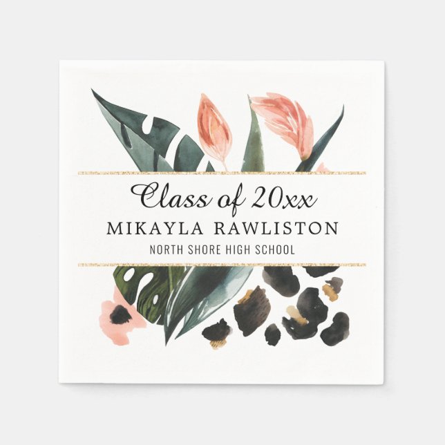 Serviette En Papier La végétation tropicale de la Jungle | Graduation  (Devant)