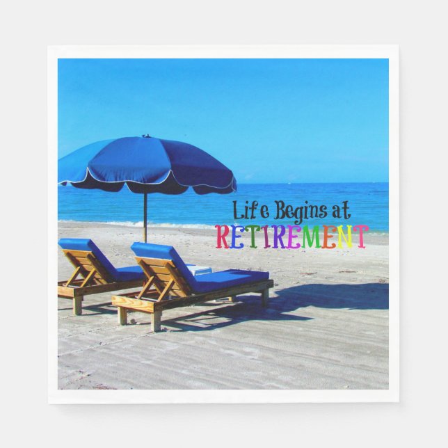 Serviette En Papier La vie commence à la retraite (Devant)