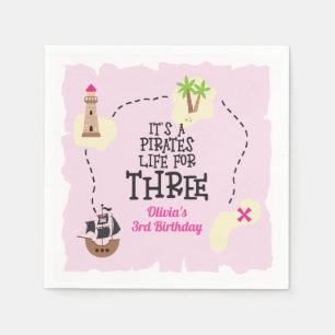 Serviette En Papier La vie de pirate pour TROIS Me Pink Anniversaire