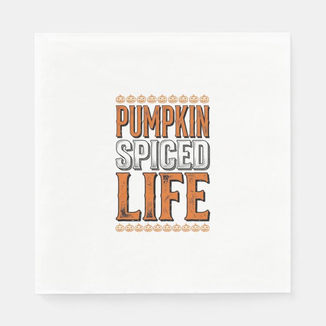 Serviette En Papier La vie épicée de citrouille Typographie Halloween  (Devant)