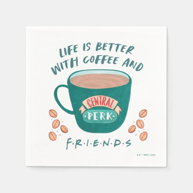 Serviette En Papier La vie est meilleure avec le café et les amis™ (Devant)