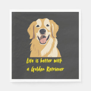 Serviette En Papier La vie est meilleure avec un Golden Retriever - Am
