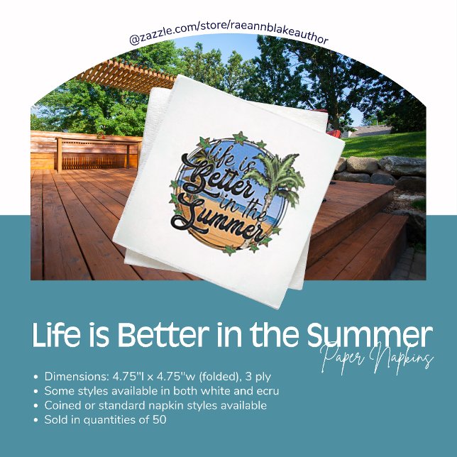 Serviette En Papier La vie est meilleure dans le Livre d'été Napkin (Créateur téléchargé)