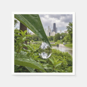 Serviette En Papier La ville de Chicago reflétée dans une goutte de pl