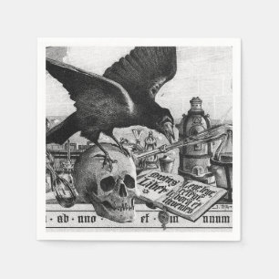Serviette En Papier Laboratoire Raven d'alchimie et crâne humain