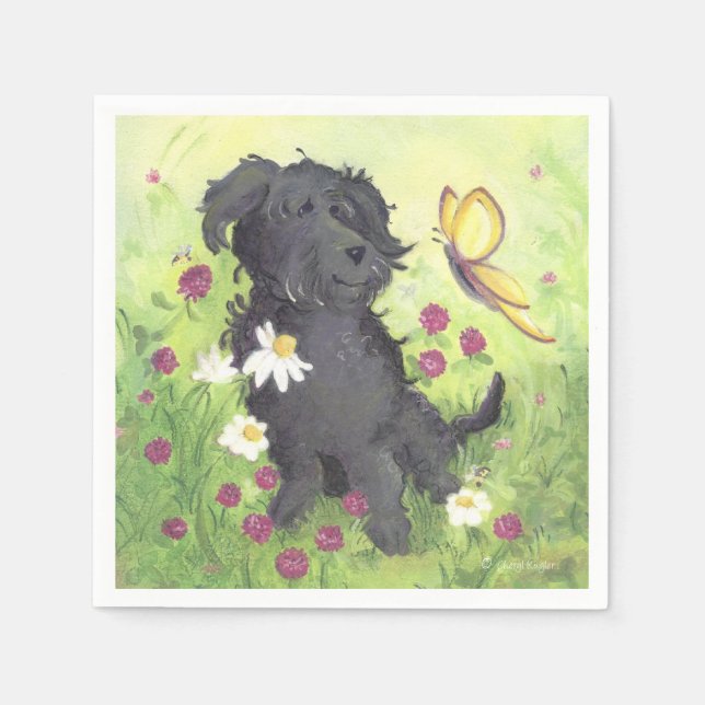 Serviette En Papier Labradoodle Doodle Chien / Papier Napkins (Devant)