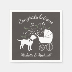 Serviette En Papier Labrador Baby shower de chien Laboratoire gris Neu