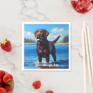Serviette En Papier Labrador chocolat et lac bleu