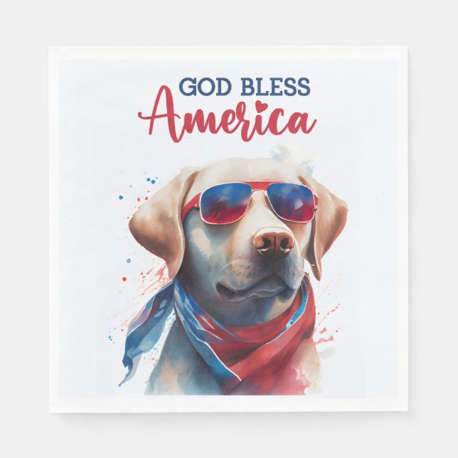 Serviette En Papier Labrador Patriotique (Devant)