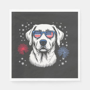 Serviette En Papier Labrador patriotique avec lunettes de soleil USA