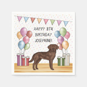 Serviette En Papier Labrador Retriever Chocolat Anniversaire Coloré