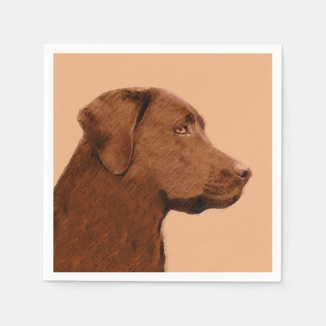 Serviette En Papier Labrador Retriever (Chocolat) Peinture - Chien Art (Devant)