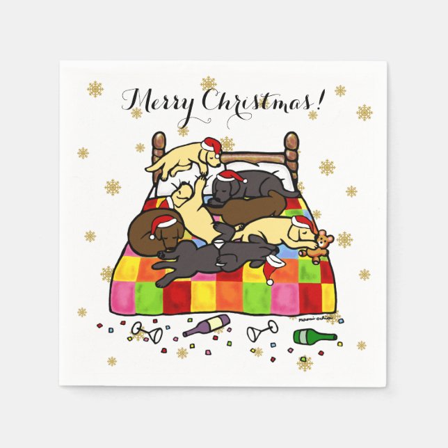 Serviette En Papier Labrador Retriever Christmas Eve Naples (Devant)