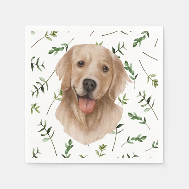 Serviette En Papier Labrador Retriever Green Boho Baby shower (Devant)
