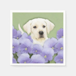 Serviette En Papier Labrador Retriever Puppy Painting Original Chien A