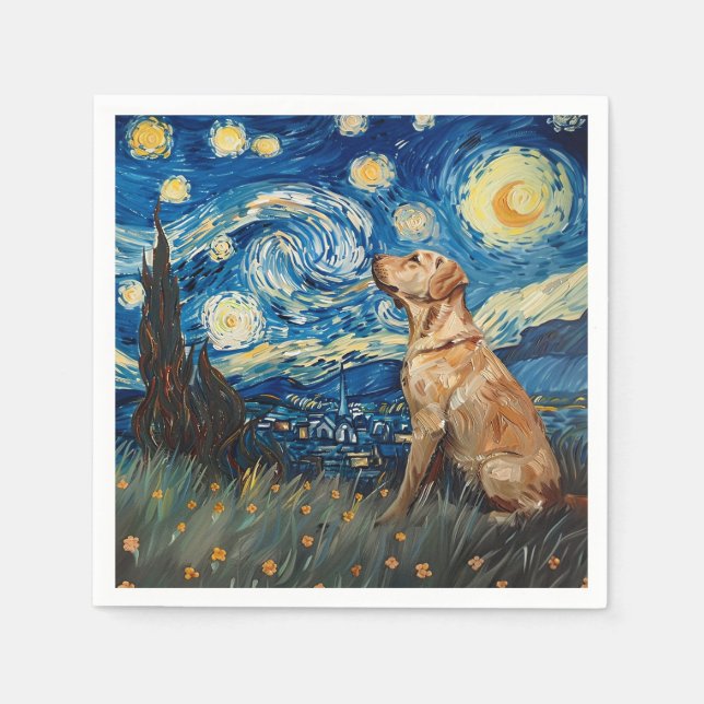 Serviette En Papier Labrador Retriever Yellow Lab Chien Starry Night (Devant)