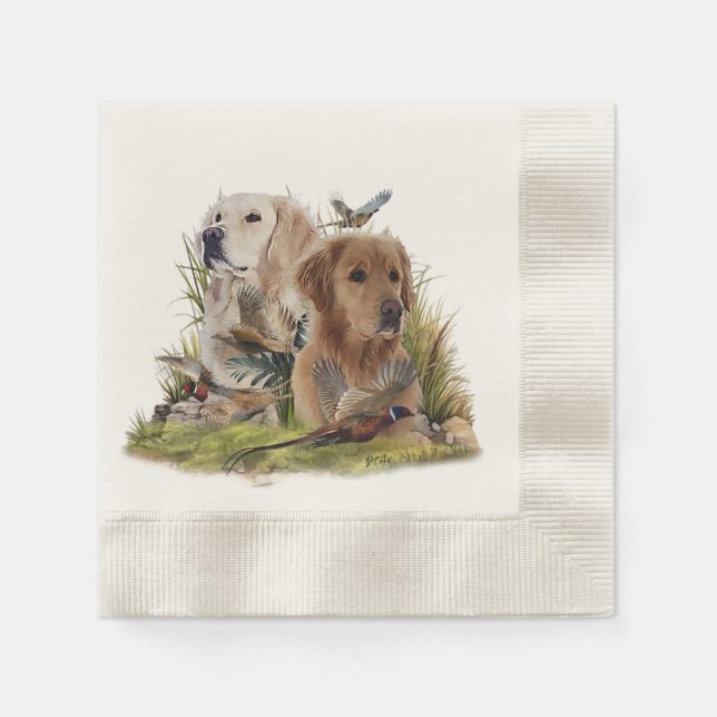 Serviette En Papier Labrador Retrivers avec faisan, Art (Devant)